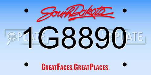 1G8890 South Dakota License Plate