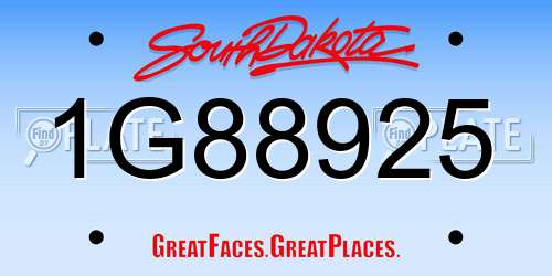 1G88925 South Dakota License Plate