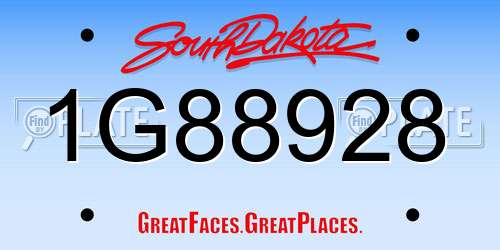 1G88928 South Dakota License Plate