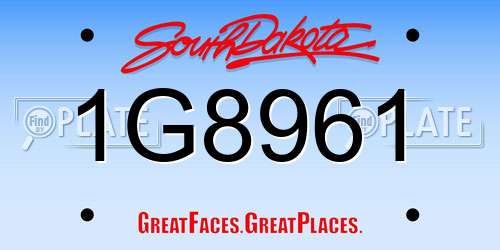 1G8961 South Dakota License Plate