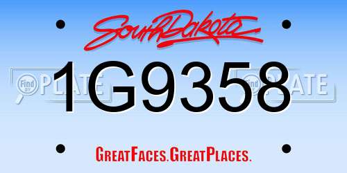 1G9358 South Dakota License Plate