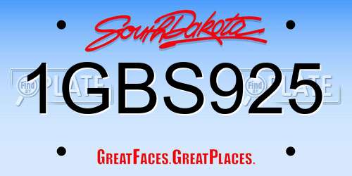 1GBS925 South Dakota License Plate