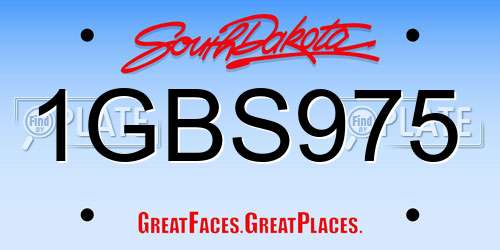 1GBS975 South Dakota License Plate