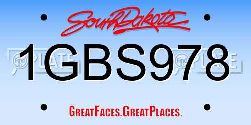 1GBS978 South Dakota License Plate