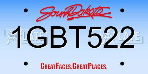 1GBT522 South Dakota License Plate
