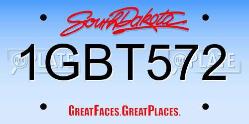 1GBT572 South Dakota License Plate