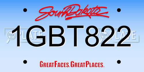 1GBT822 South Dakota License Plate