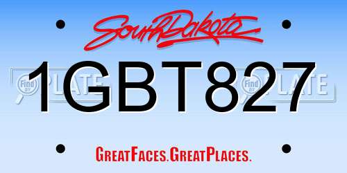 1GBT827 South Dakota License Plate
