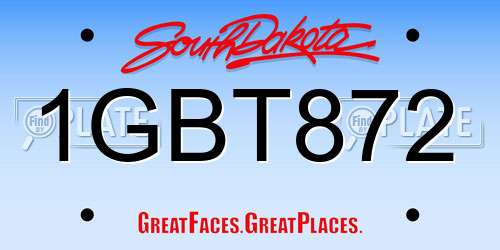 1GBT872 South Dakota License Plate