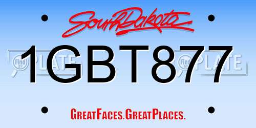 1GBT877 South Dakota License Plate