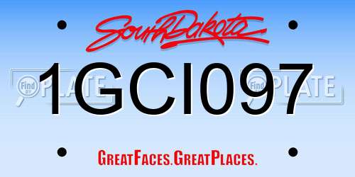 1GCI097 South Dakota License Plate
