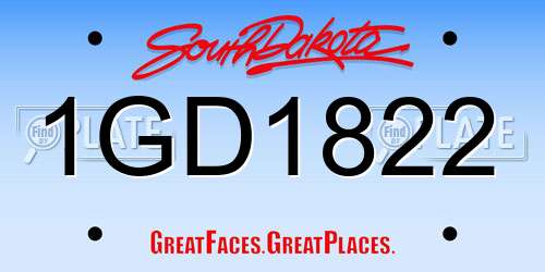 1GD1822 South Dakota License Plate
