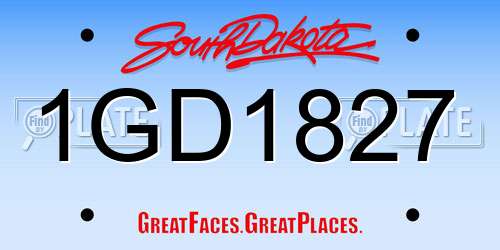 1GD1827 South Dakota License Plate