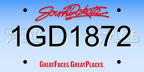 1GD1872 South Dakota License Plate