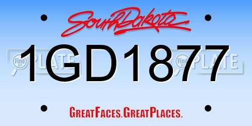 1GD1877 South Dakota License Plate