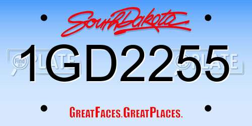 1GD2255 South Dakota License Plate