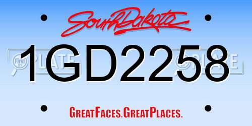 1GD2258 South Dakota License Plate