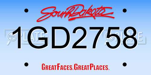 1GD2758 South Dakota License Plate