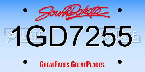 1GD7255 South Dakota License Plate
