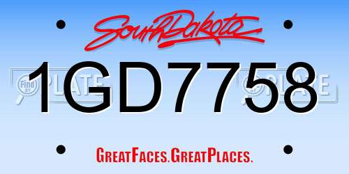 1GD7758 South Dakota License Plate
