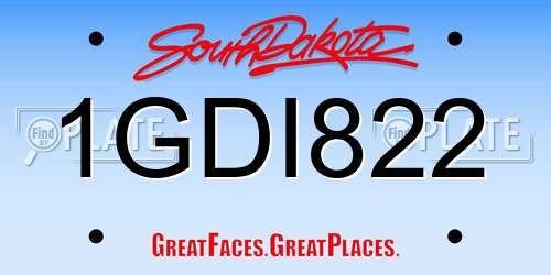 1GDI822 South Dakota License Plate