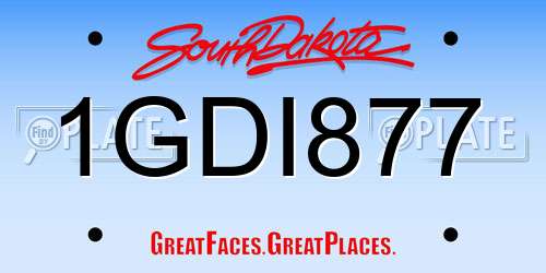 1GDI877 South Dakota License Plate