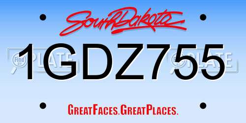 1GDZ755 South Dakota License Plate