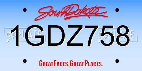 1GDZ758 South Dakota License Plate