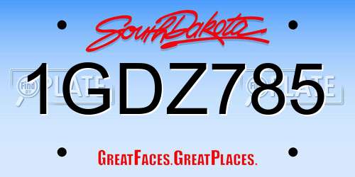 1GDZ785 South Dakota License Plate