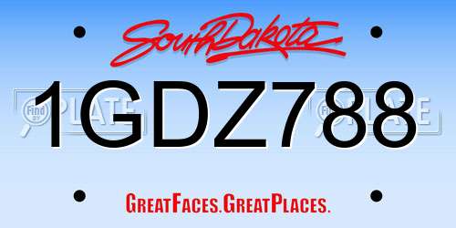 1GDZ788 South Dakota License Plate