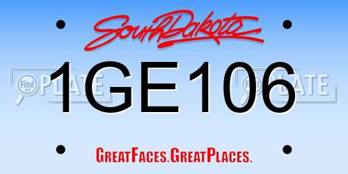 1GE106 South Dakota License Plate