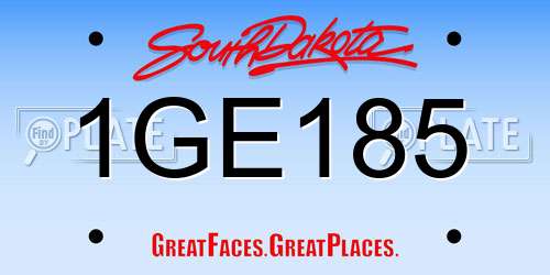 1GE185 South Dakota License Plate