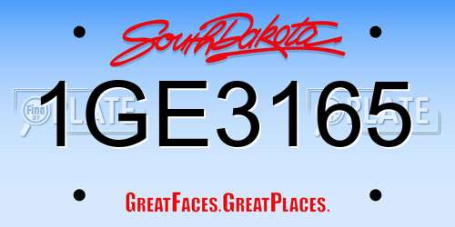 1GE3165 South Dakota License Plate