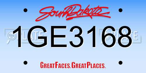 1GE3168 South Dakota License Plate