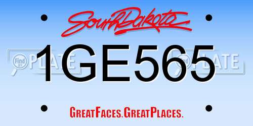 1GE565 South Dakota License Plate