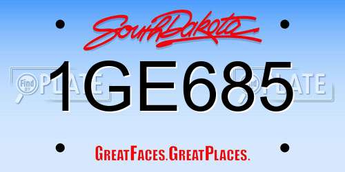 1GE685 South Dakota License Plate