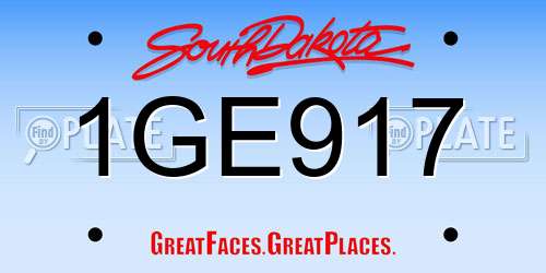 1GE917 South Dakota License Plate