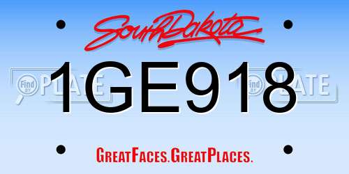 1GE918 South Dakota License Plate
