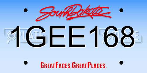 1GEE168 South Dakota License Plate