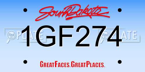 1GF274 South Dakota License Plate