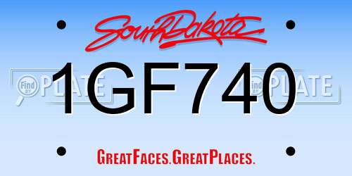 1GF740 South Dakota License Plate