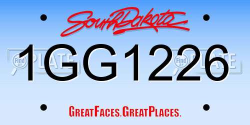 1GG1226 South Dakota License Plate