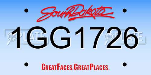 1GG1726 South Dakota License Plate
