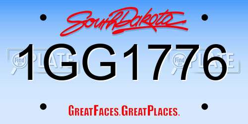 1GG1776 South Dakota License Plate
