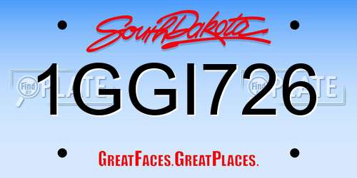 1GGI726 South Dakota License Plate