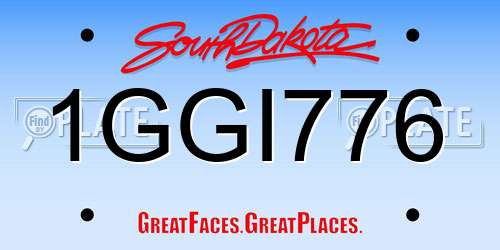 1GGI776 South Dakota License Plate
