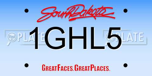 1GHL5 South Dakota License Plate