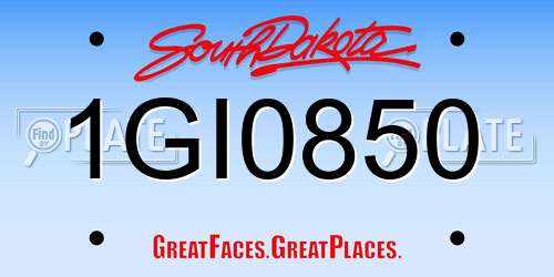 1GI0850 South Dakota License Plate