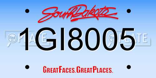 1GI8005 South Dakota License Plate
