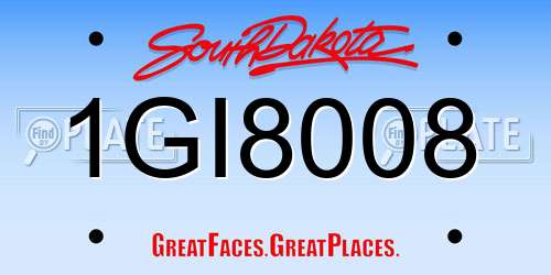 1GI8008 South Dakota License Plate